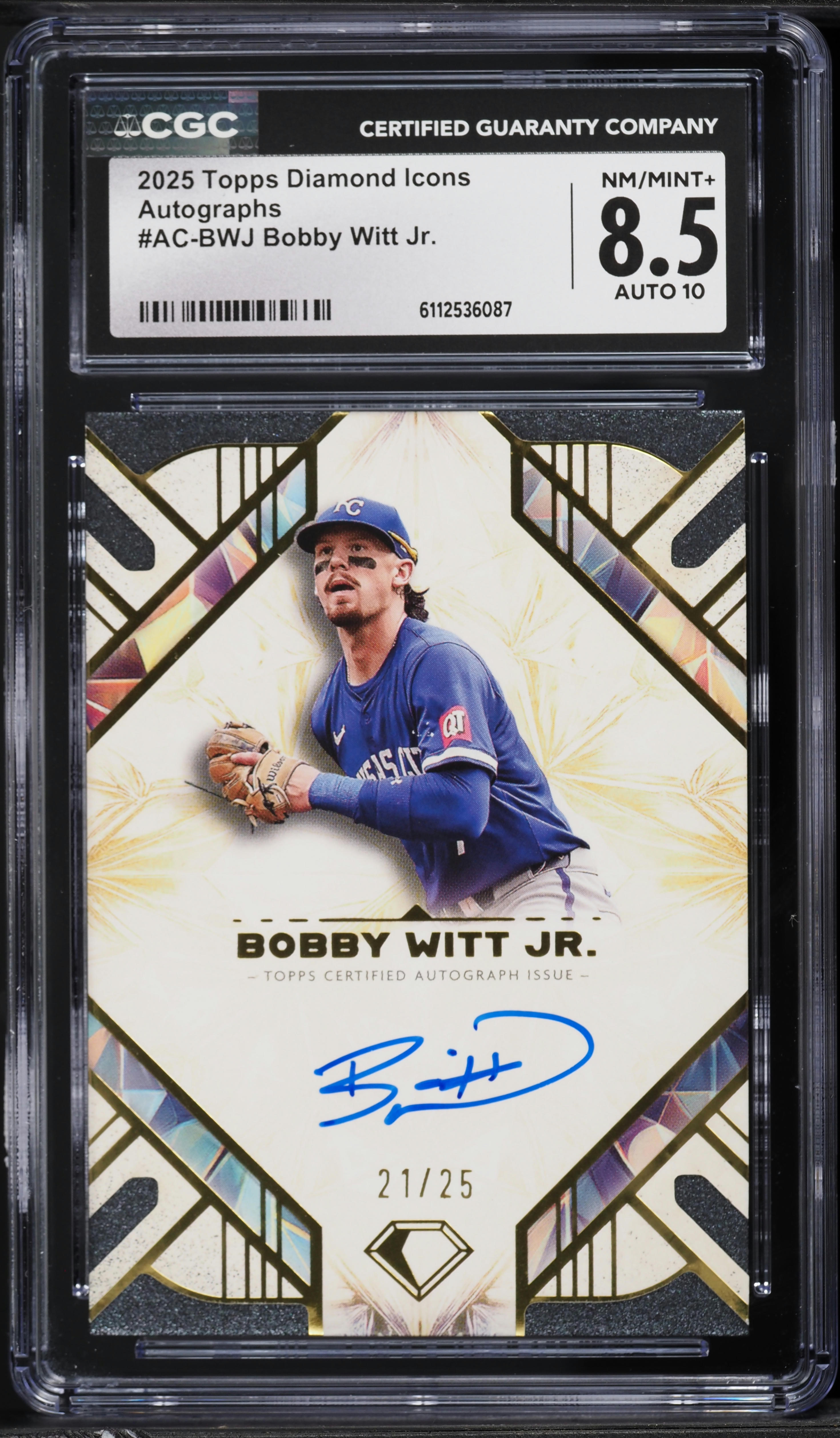 2025 Topps Diamond Icons Bobby Witt Jr. AUTO /25 #AC-BWJ CGC 8.5 