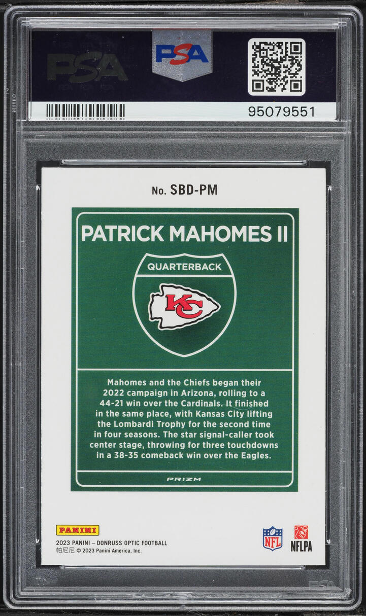 2023 Donruss Optic Super Bowl Downtown Patrick Mahomes II #SBD-PM PSA 10 GEM MINT