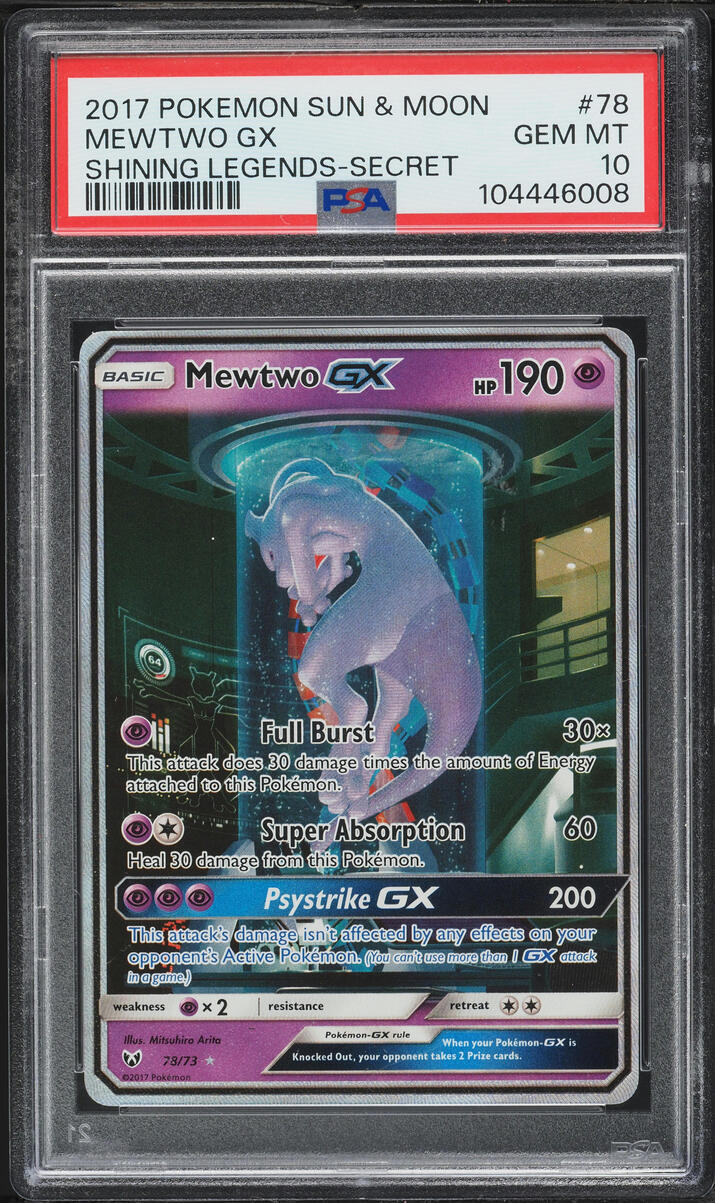 2017 Pokemon Sun & Moon Shining Legends SEC Mewtwo GX #78 PSA 10