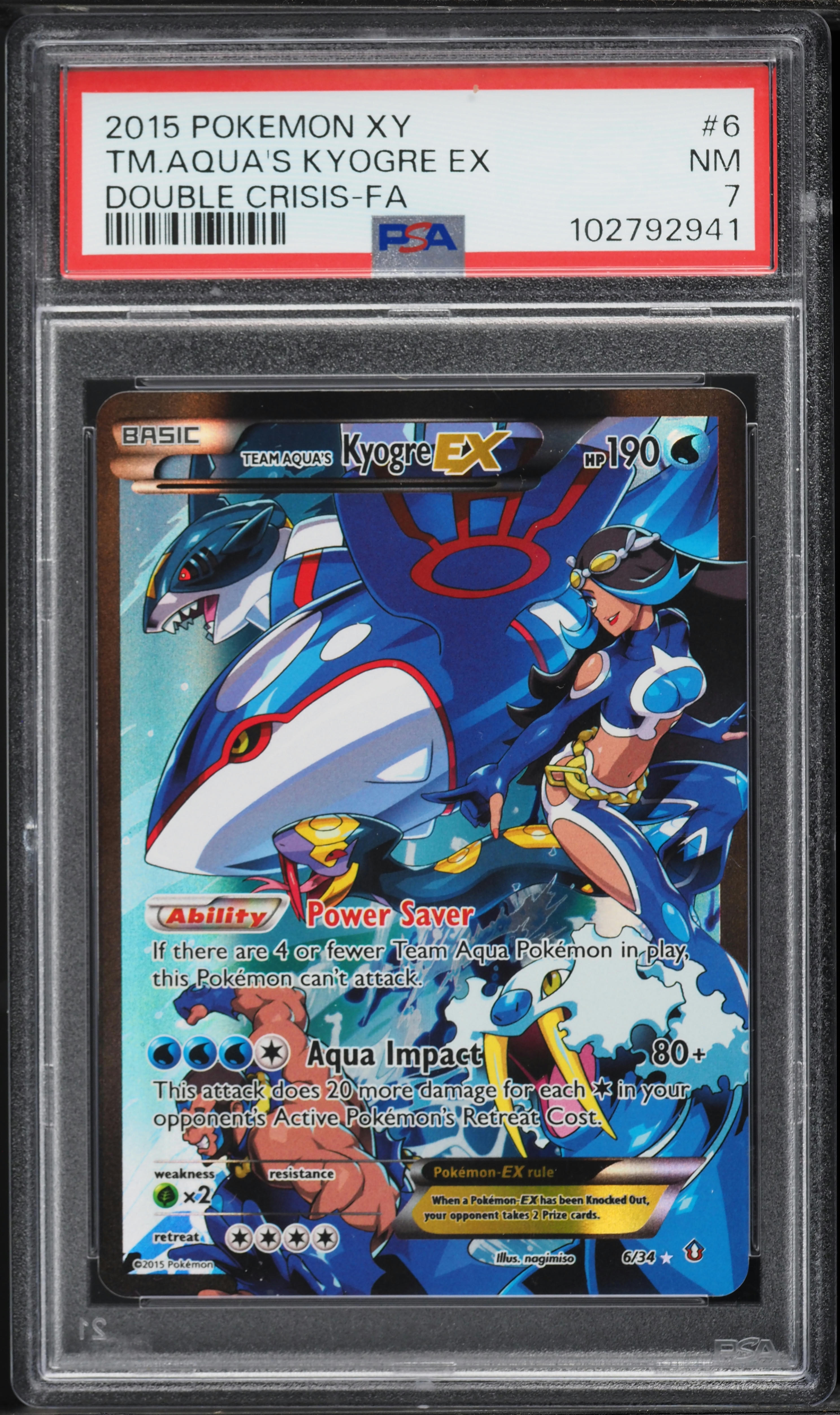 2015 Pokemon XY Double Crisis Full Art Team Aqua's Kyogre EX #6