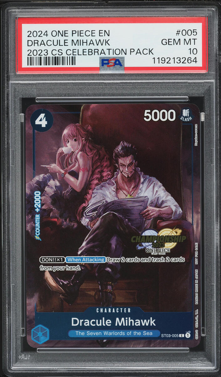 2024 One Piece Championship 2023 Celebration Pack Dracule Mihawk #005 PSA 10 GEM MINT