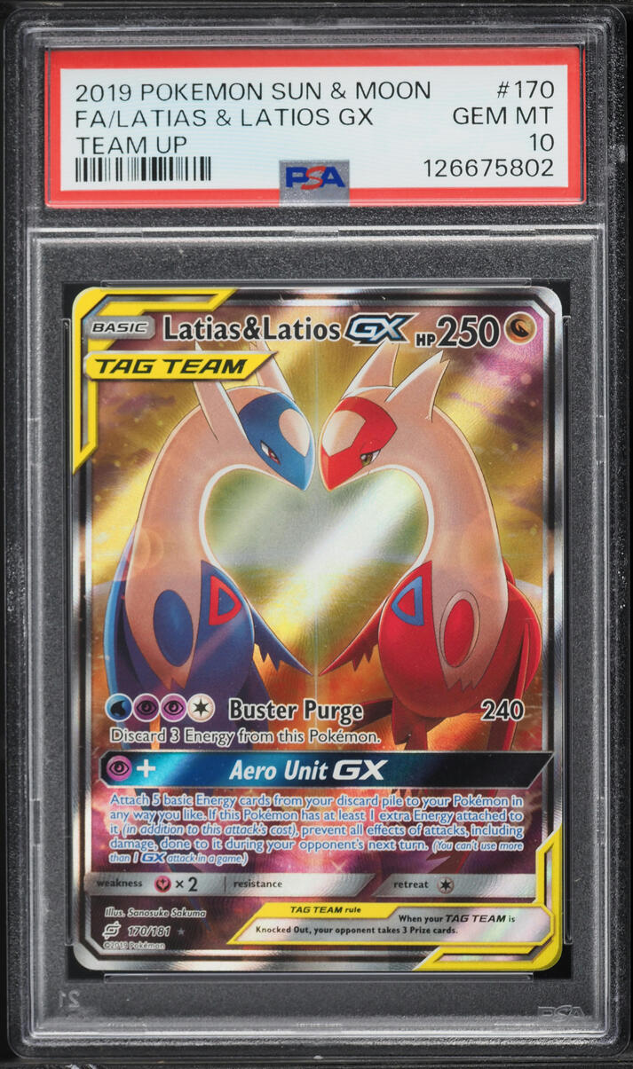 2019 Pokemon Sun & Moon Team Up Full Art Latias & Latios GX #170 PSA 10 GEM MINT