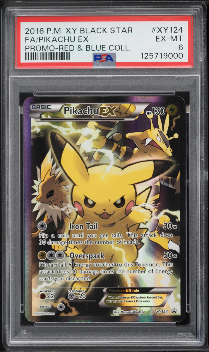 2016 Pokemon XY Promo Red & Blue Collection Full Art Pikachu EX #XY124 PSA 6 EXMT