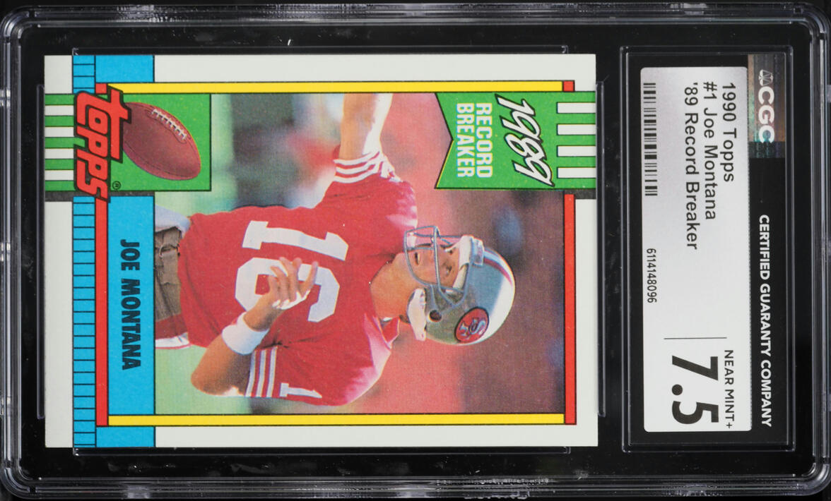 1990 Topps Football Joe Montana RECORD BREAKER #1 CGC 7.5 NRMT+