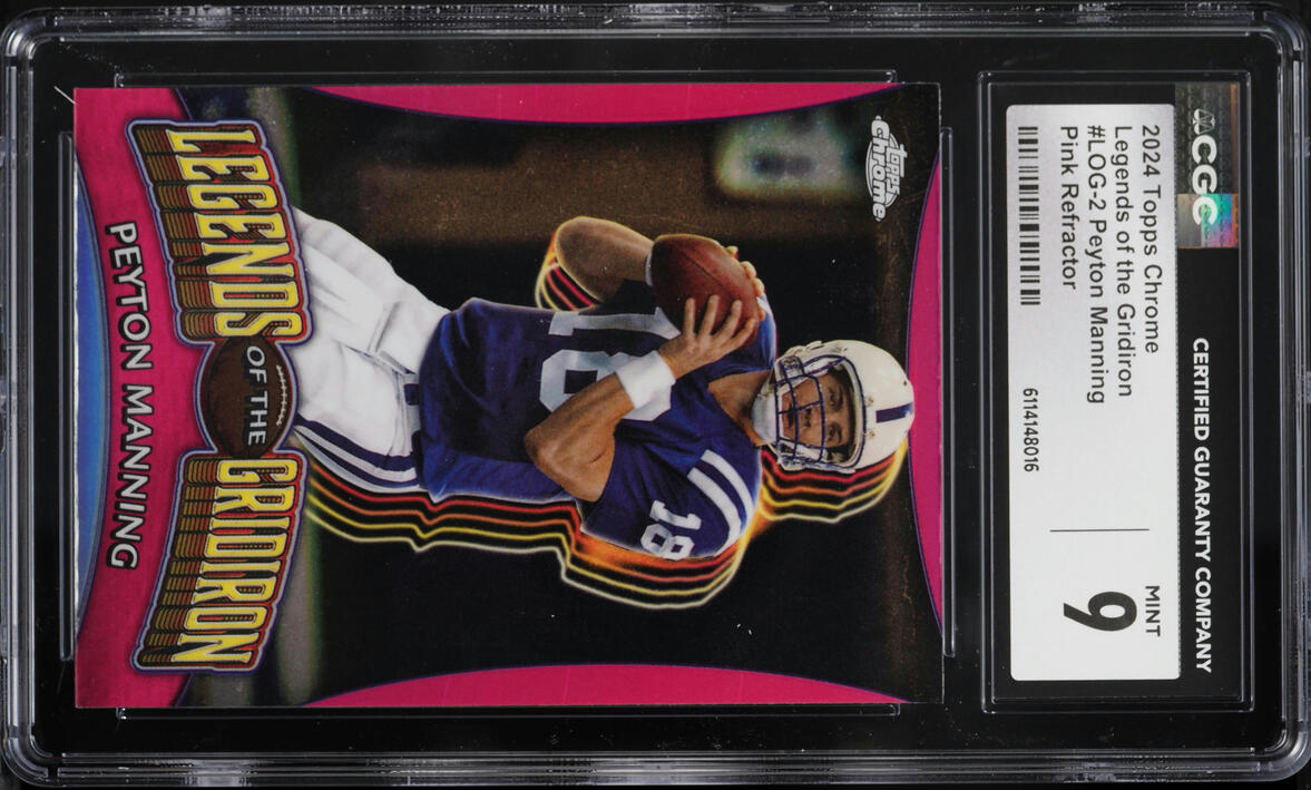 2024 Topps Chrome Legends Of The Gridiron Pink Refractor Peyton Manning #LOG-2 CGC 9 MINT