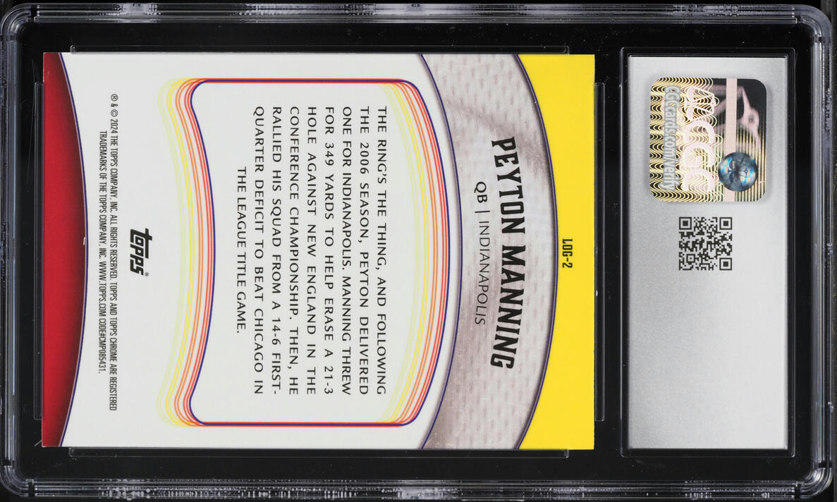 2024 Topps Chrome Legends Of The Gridiron Pink Refractor Peyton Manning #LOG-2 CGC 9 MINT