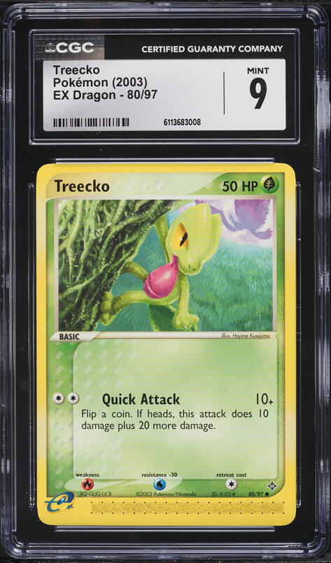 2003 Pokemon Japanese Bandai Carddass Zukan Adventure Card Treecko Ash #12 CGC 8 on Fanatics Collect 2003 Pokemon Japanese Bandai Carddass Zukan Adventure Card Treecko Ash #12 CGC 8 on Fanatics Collect