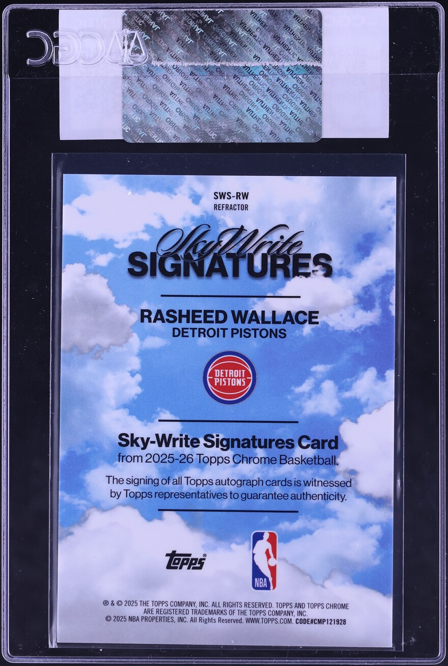 2025 Topps Chrome Sky Write Refractor Rasheed Wallace AUTO #SWS-RW CGC AUTH