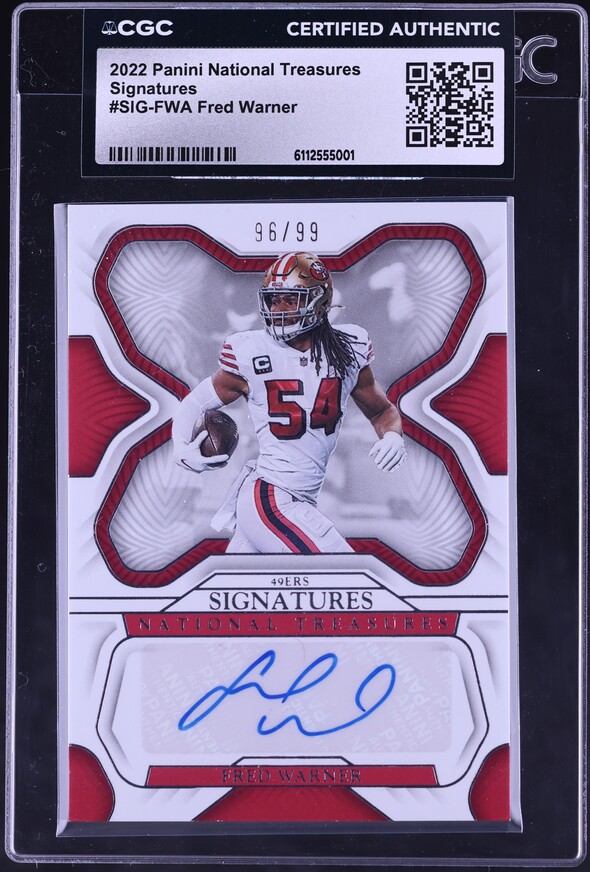 2022 National Treasures Signatures Fred Warner AUTO /99 #SIG-FWA