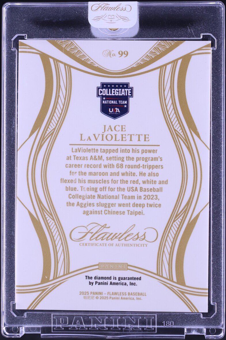 2025 Panini Flawless USA Diamond Gem Platinum Jace LaViolette ROOKIE 1/1 #99