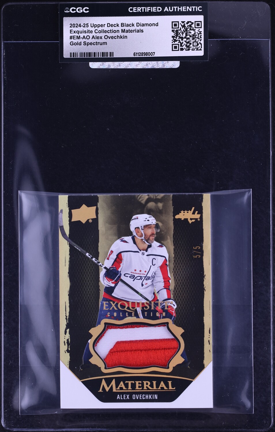 2024 Black Diamond Exquisite Collection Gold Spectrum Alex Ovechkin PATCH 5/5 #EM-AO CGC AUTH