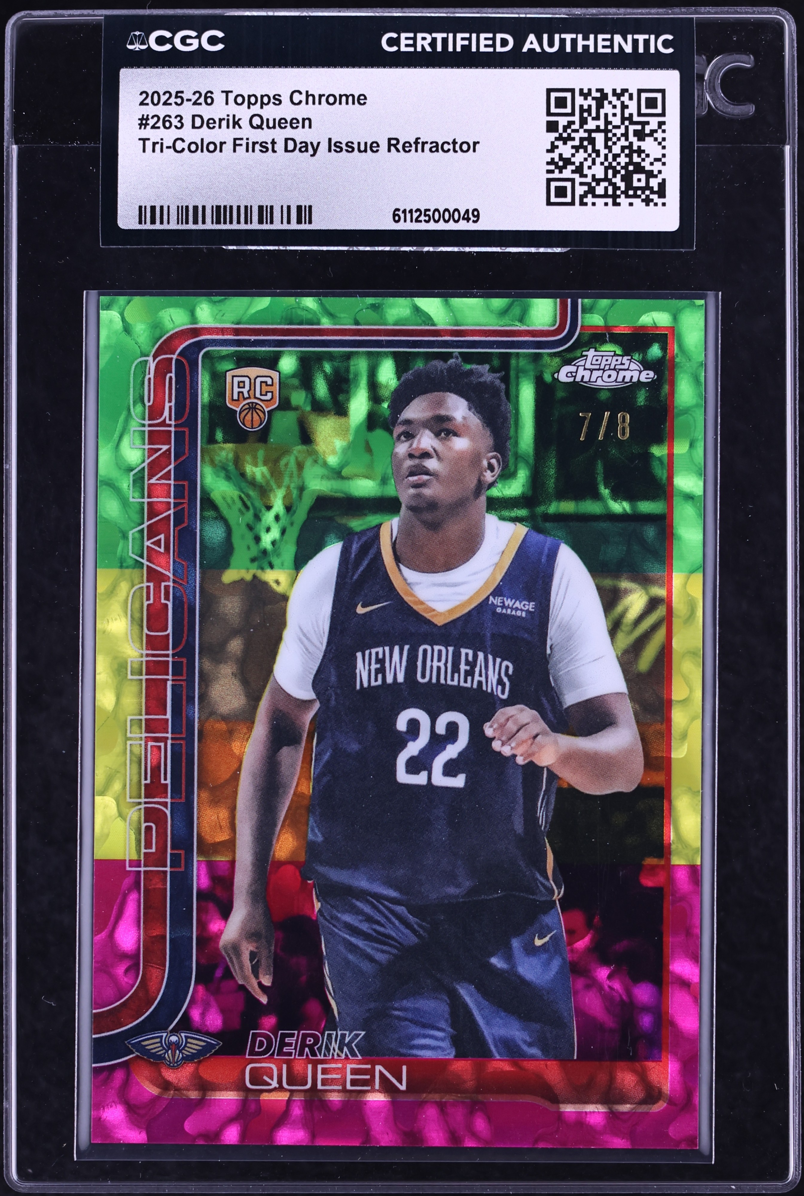 2025 Topps Chrome Tri-Color First Day Issue Refractor Derik Queen