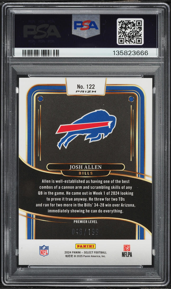 2024 Select Premier Level White Shock Josh Allen /199 #122 PSA 10
