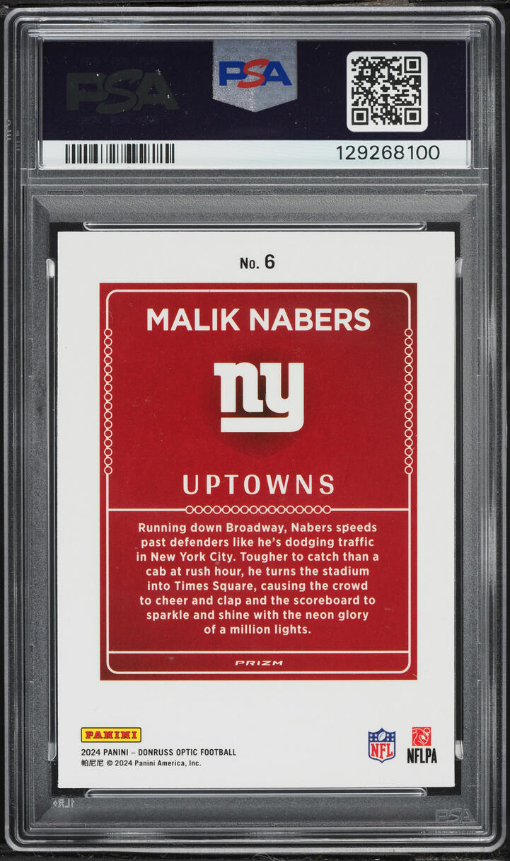 2024 Donruss Optic Uptowns Malik Nabers ROOKIE #6 PSA 9 MINT