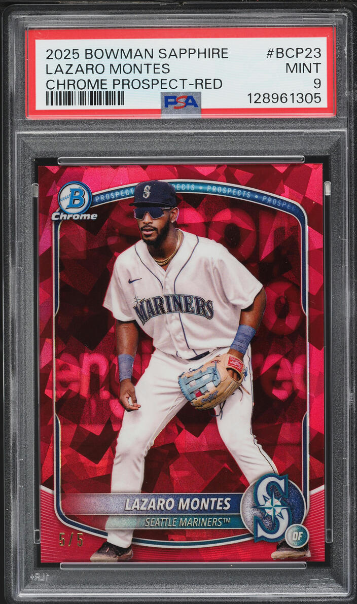 2025 Bowman Chrome Sapphire Edition Red Lazaro Montes PROSPECT 5/5 #BCP23 PSA 9 MINT