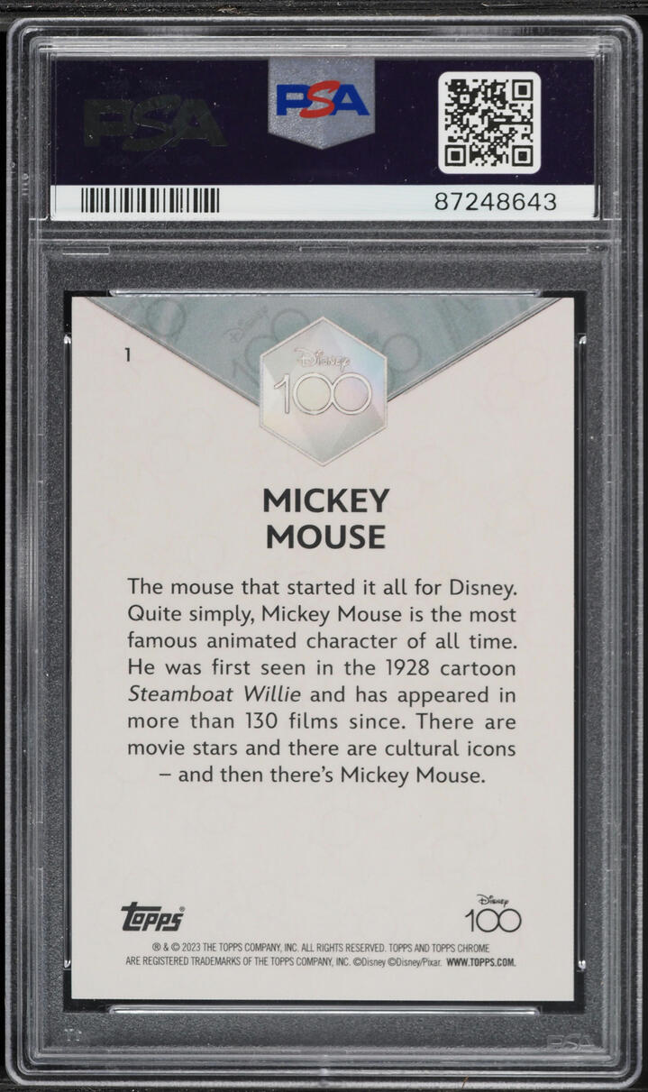 2023 Topps Chrome Disney 100 Purple Refractor Mickey Mouse /299 #1