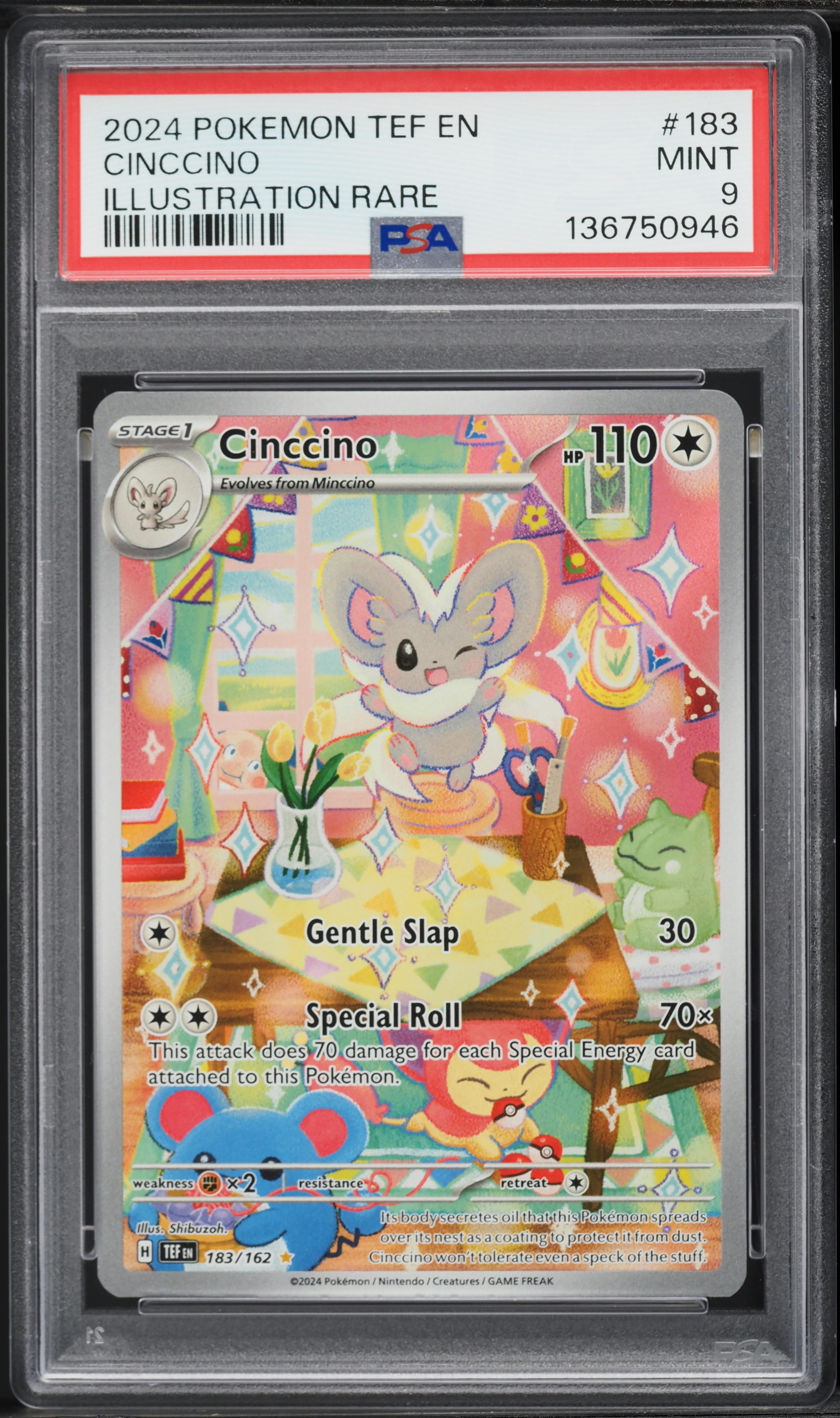 2024 Pokemon Scarlet & Violet Temporal Forces IR Cinccino #183 PSA