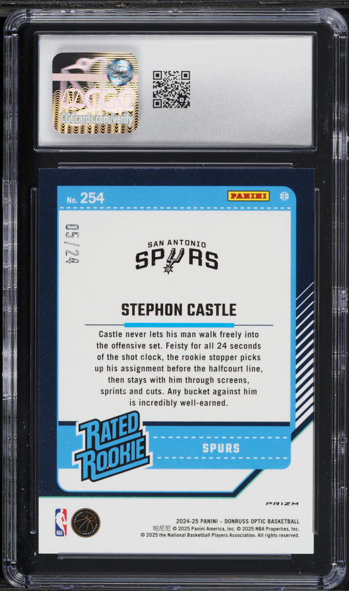 2024 Donruss Optic Choice Blue Stephon Castle ROOKIE /24 #254 CGC 9 MINT