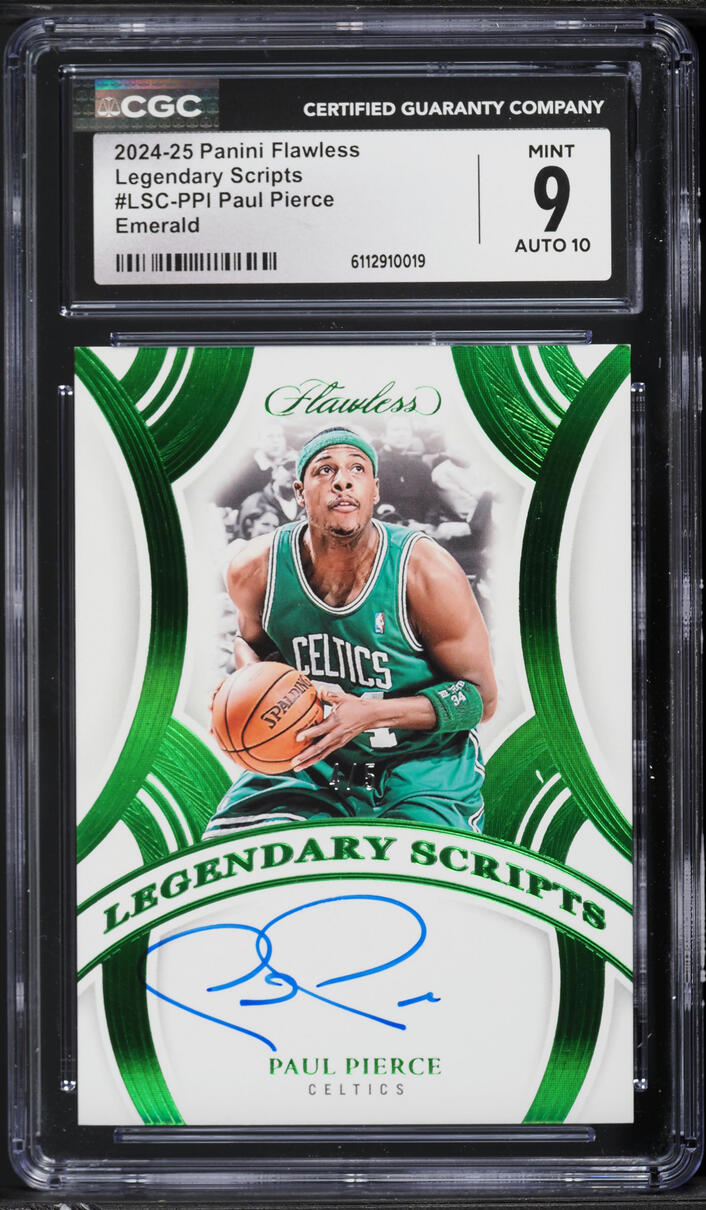 2024 Panini Flawless Legendary Scripts Emerald Paul Pierce AUTO /5 #LSC-PPI CGC 9 MINT