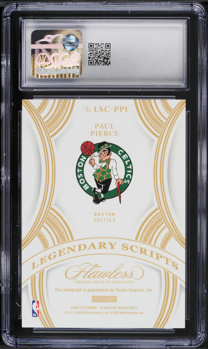 2024 Panini Flawless Legendary Scripts Emerald Paul Pierce AUTO /5 #LSC-PPI CGC 9 MINT