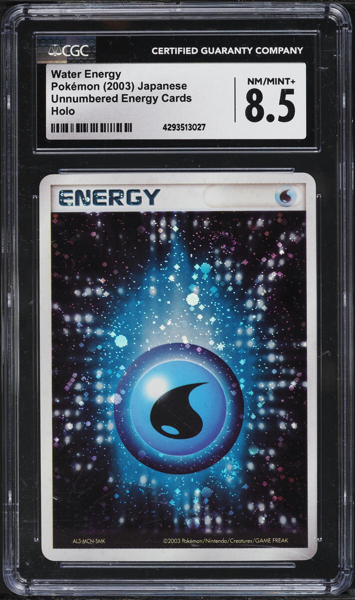 2003 Pokemon Japanese Unnumbered Energy Card Holo Water Energy CGC 8.5 NM-MT+