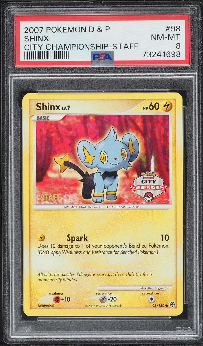 2007 Pokemon Diamond & Pearl City Championship Staff Shinx #98 PSA 8 NM-MT