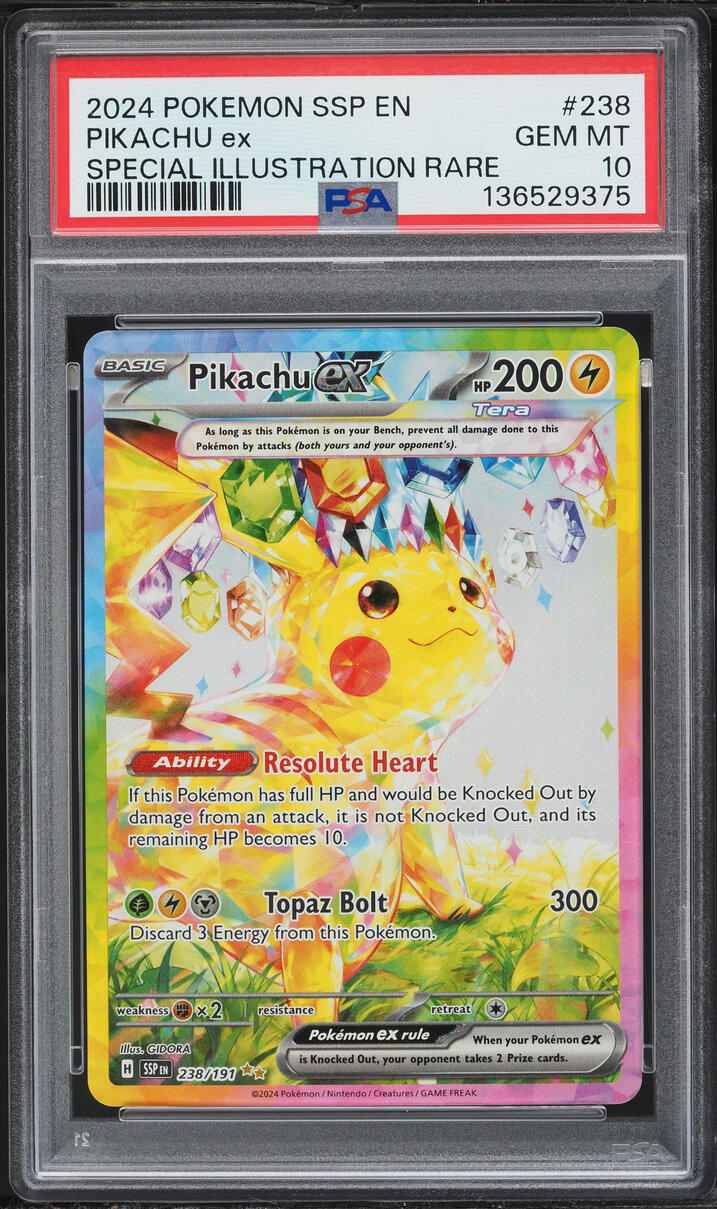 2024 Pokemon Scarlet & Violet Surging Sparks SIR Pikachu EX #238 PSA 10 GEM MINT