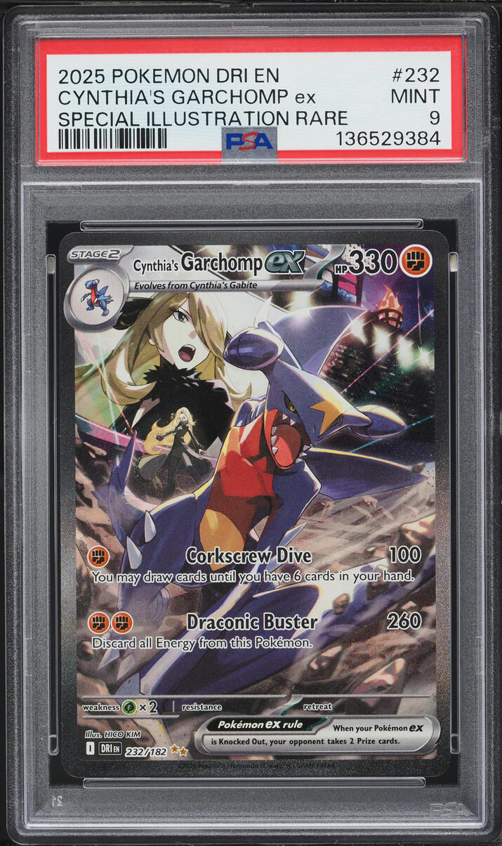 2025 Pokemon Scarlet & Violet Destined Rivals SIR Cynthia's Garchomp EX #232 PSA 9 MINT
