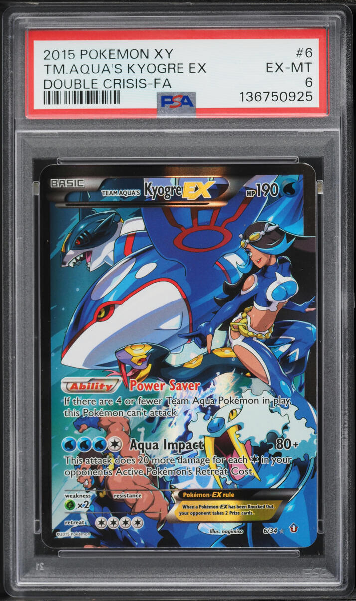2015 Pokemon XY Double Crisis Full Art Team Aqua's Kyogre EX #6 PSA 6 EXMT