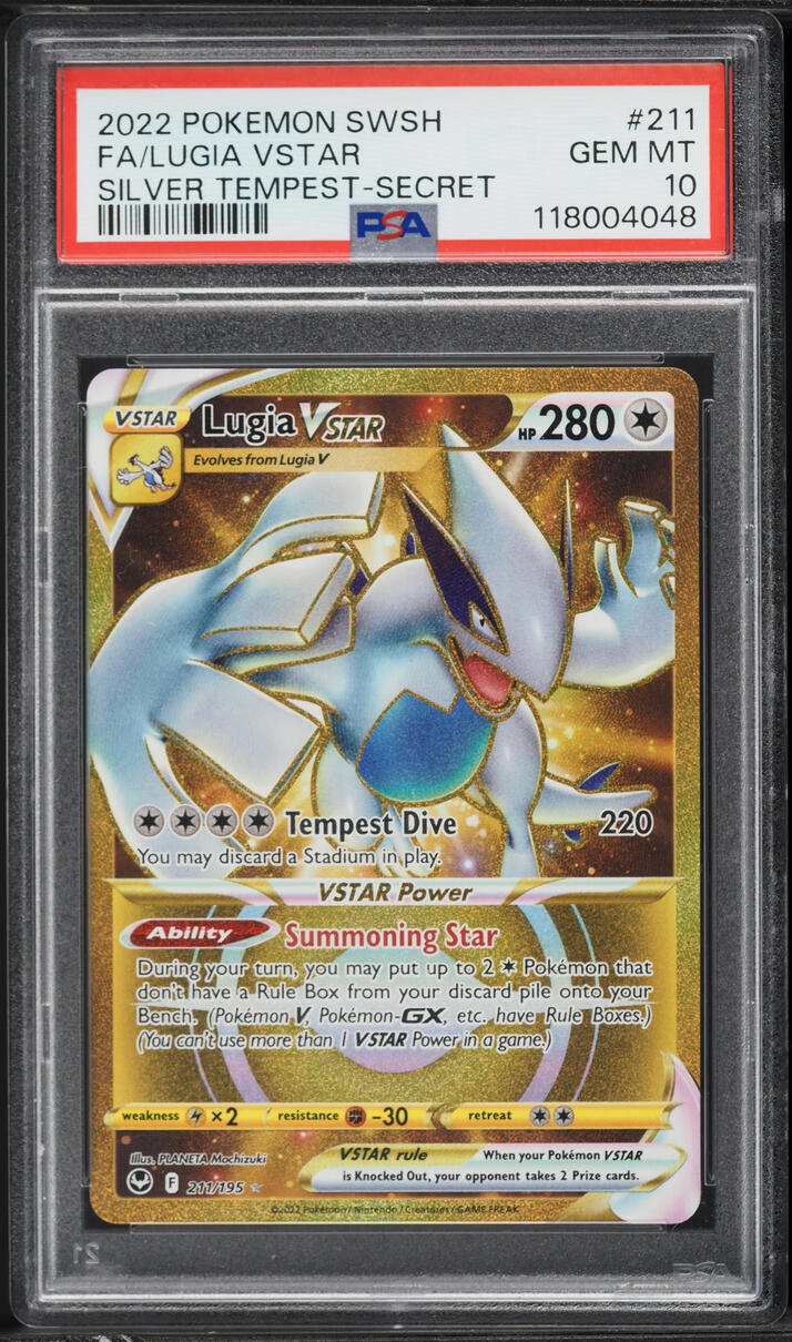 2022 Pokemon Sword & Shield Silver Tempest Gold Rare Lugia VSTAR #211 PSA 10 GEM MINT