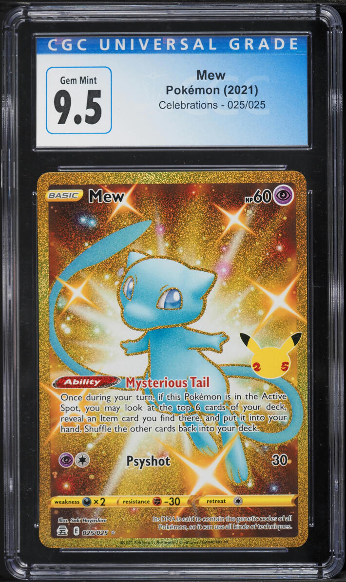 2021 Pokemon Sword & Shield Celebrations Gold Rare Mew #25 CGC 9.5 GEM MINT