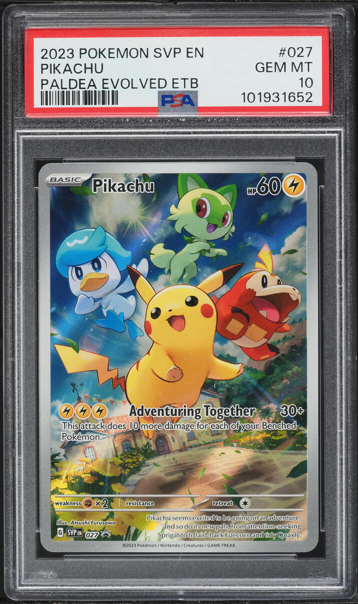 2023 Pokemon Scarlet & Violet Promo Paldea Evolved ETB Full Art Pikachu #27 PSA 10 GEM MINT
