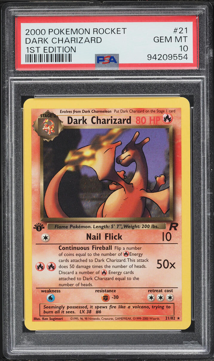 2000 Pokemon Team Rocket 1st Edition Dark Charizard #21 PSA 10 GEM MINT
