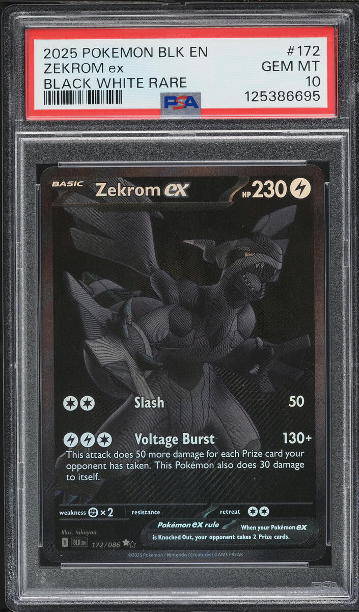 2025 Pokemon Scarlet & Violet Black Bolt Black White BWR Zekrom EX #172 PSA 10 GEM MINT