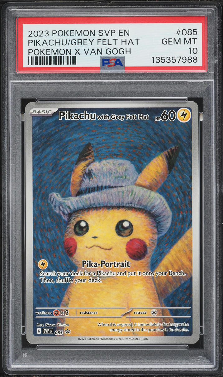 2023 Pokemon Scarlet & Violet Promo X Van Gogh Pikachu With Grey Felt Hat #85 PSA 10 GEM MINT