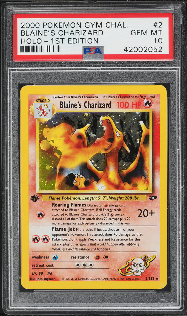 2000 Pokemon Gym Challenge 1st Edition Holo Blaine's Charizard PSA 10 GEM MINT