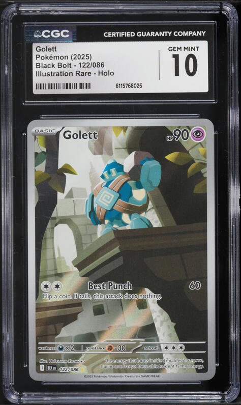 2025 Pokemon Scarlet & Violet Black Bolt IR Golett #122 CGC 10 GEM MINT