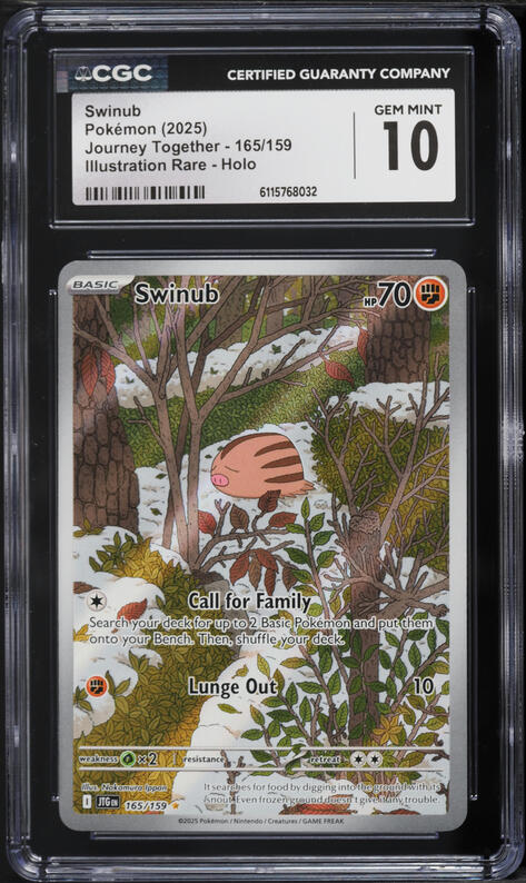 2025 Pokemon Scarlet & Violet Journey Together IR Swinub #165 CGC 10 GEM MINT