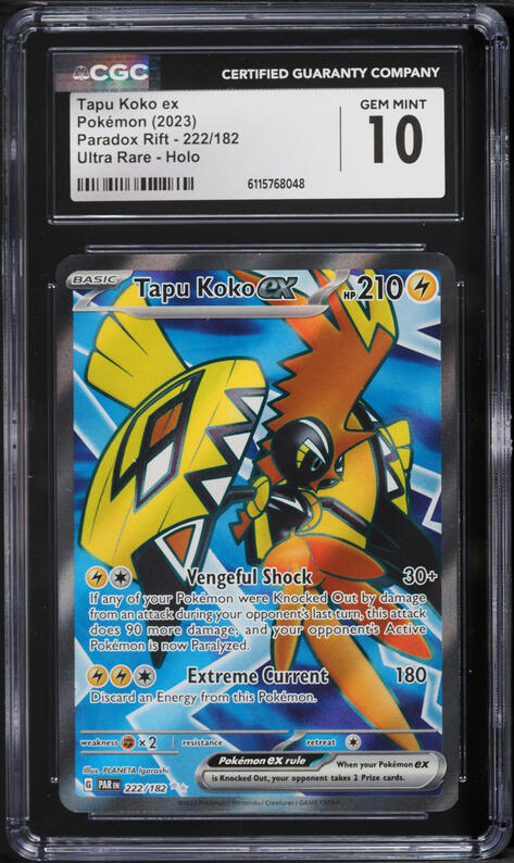 2023 Pokemon Scarlet & Violet Paradox Rift Full Art Tapu Koko EX #222 CGC 10 GEM MINT