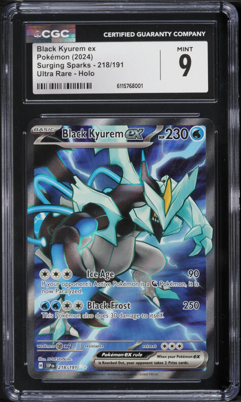 2024 Pokemon Scarlet & Violet Surging Sparks Full Art Black Kyurem EX #218 CGC 9.5 MINT+ on Fanatics Collect 2024 Pokemon Scarlet & Violet Surging Sparks Full Art Black Kyurem EX #218 CGC 9.5 MINT+ on Fanatics Collect