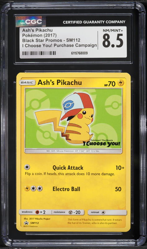 2017 Pokemon Japanese SM Promo Get Campaign Ash's Pikachu #75 PSA