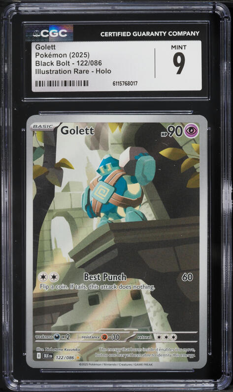 2025 Pokemon Scarlet & Violet Black Bolt IR Golett #122 CGC 9 MINT