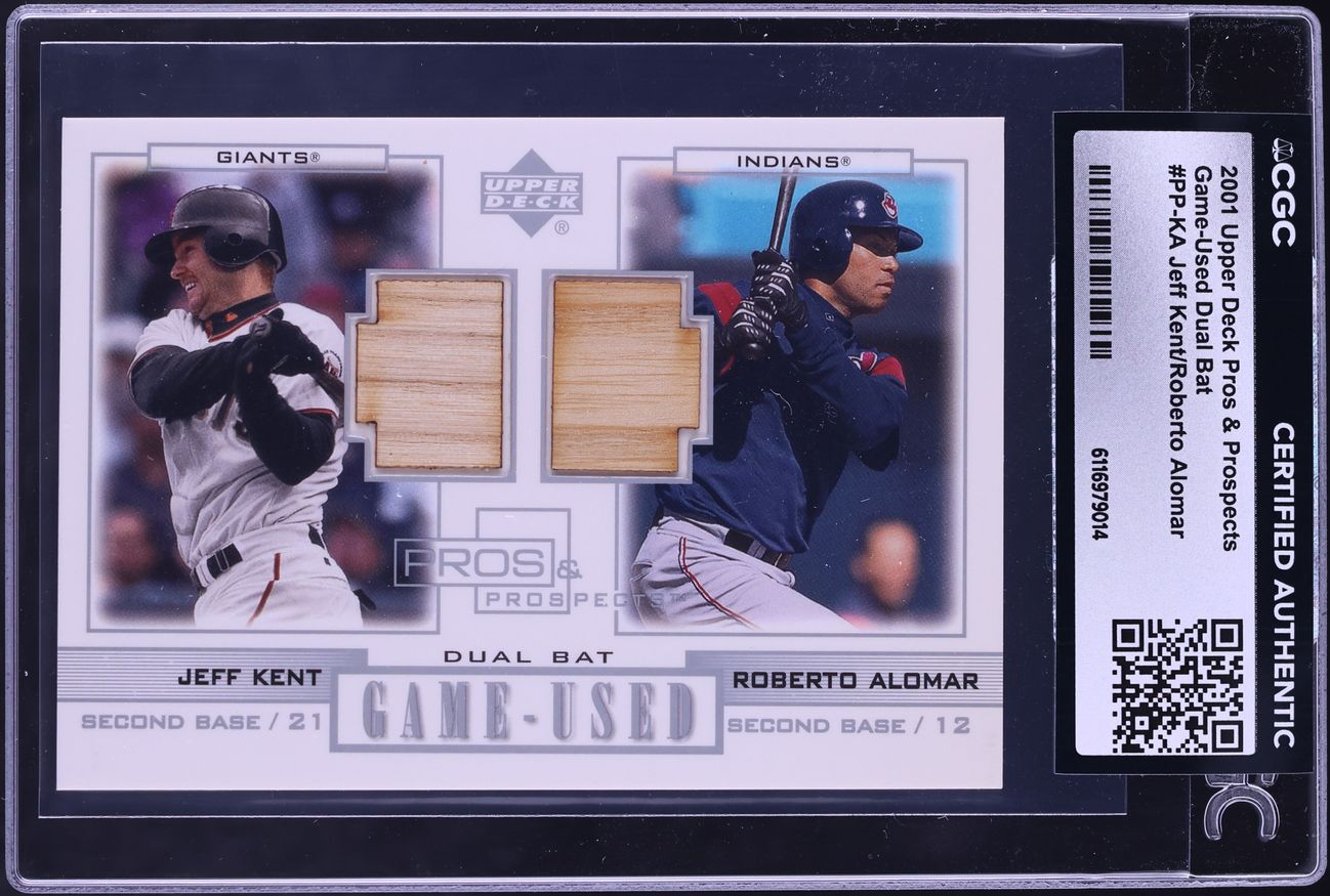 2001 Upper Deck Pros & Prospects Game-Used Bat Jeff Kent Roberto Alomar RELIC #PP-KA CGC AUTH