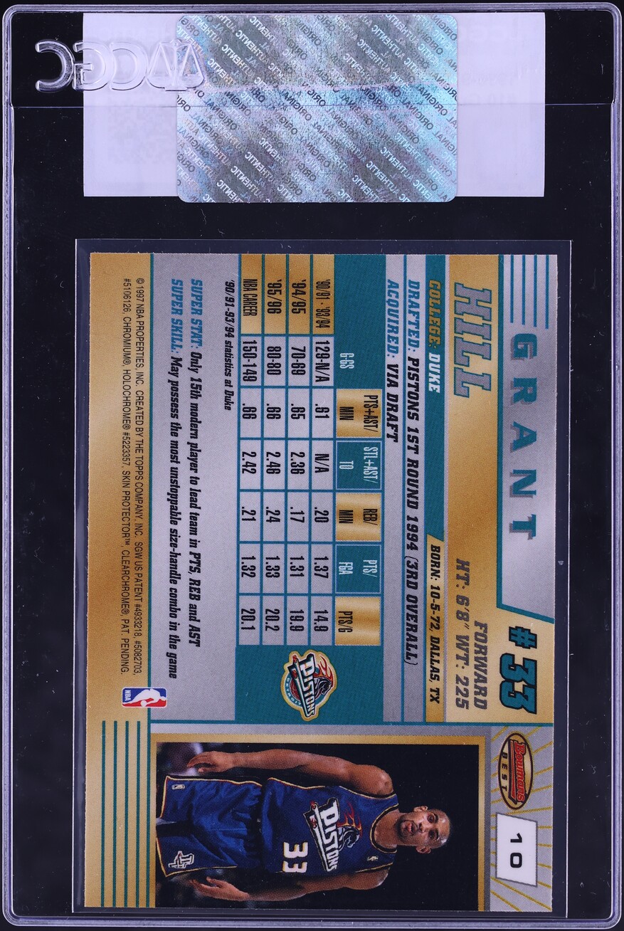 1996 Bowman's Best Grant Hill #10 CGC AUTH