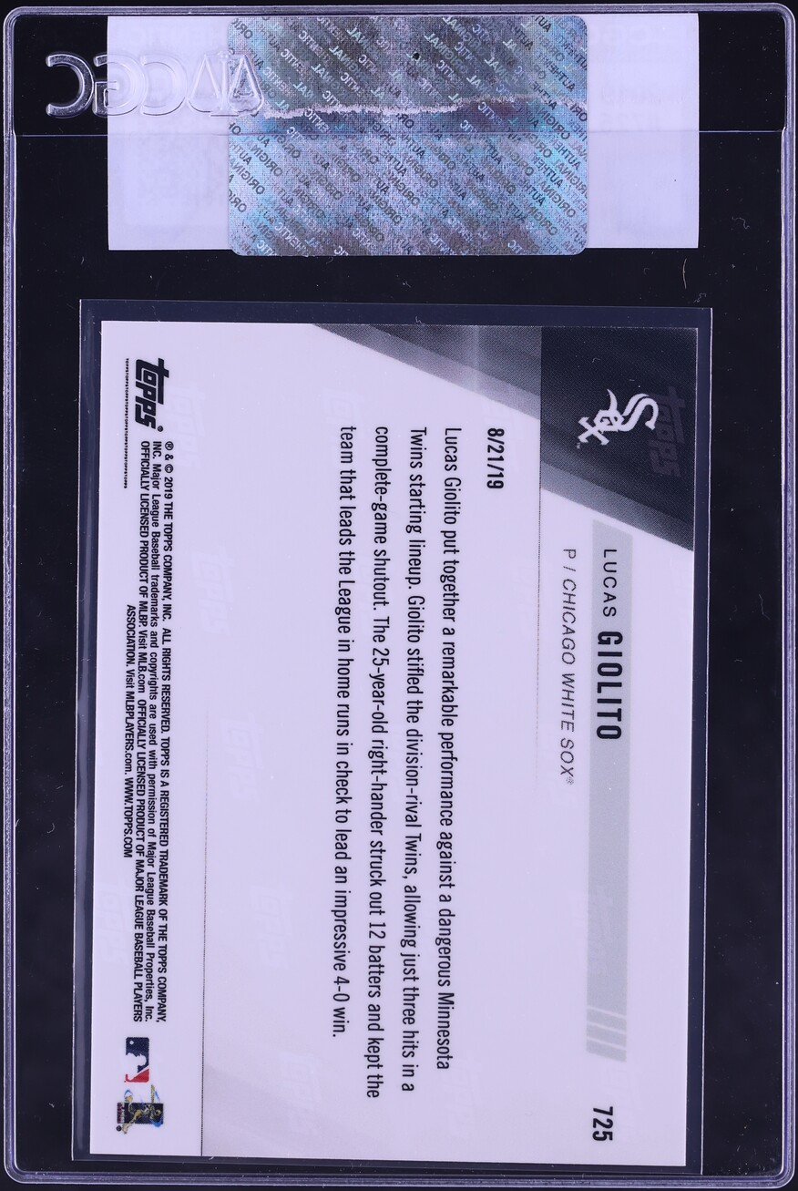 2019 Topps Now Lucas Giolito #725 CGC AUTH
