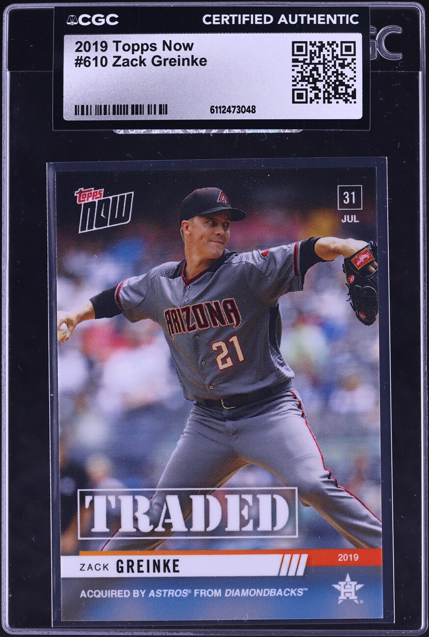2019 Topps Now Zack Greinke #610 CGC AUTH