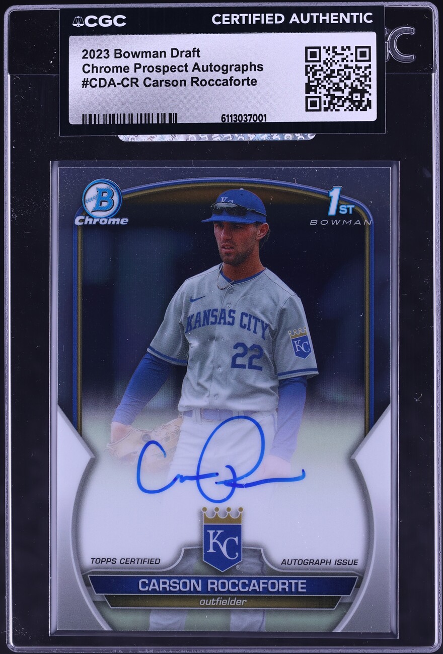 2023 Bowman Chrome Draft Carson Roccaforte PROSPECT AUTO #CDA-CR CGC AUTH