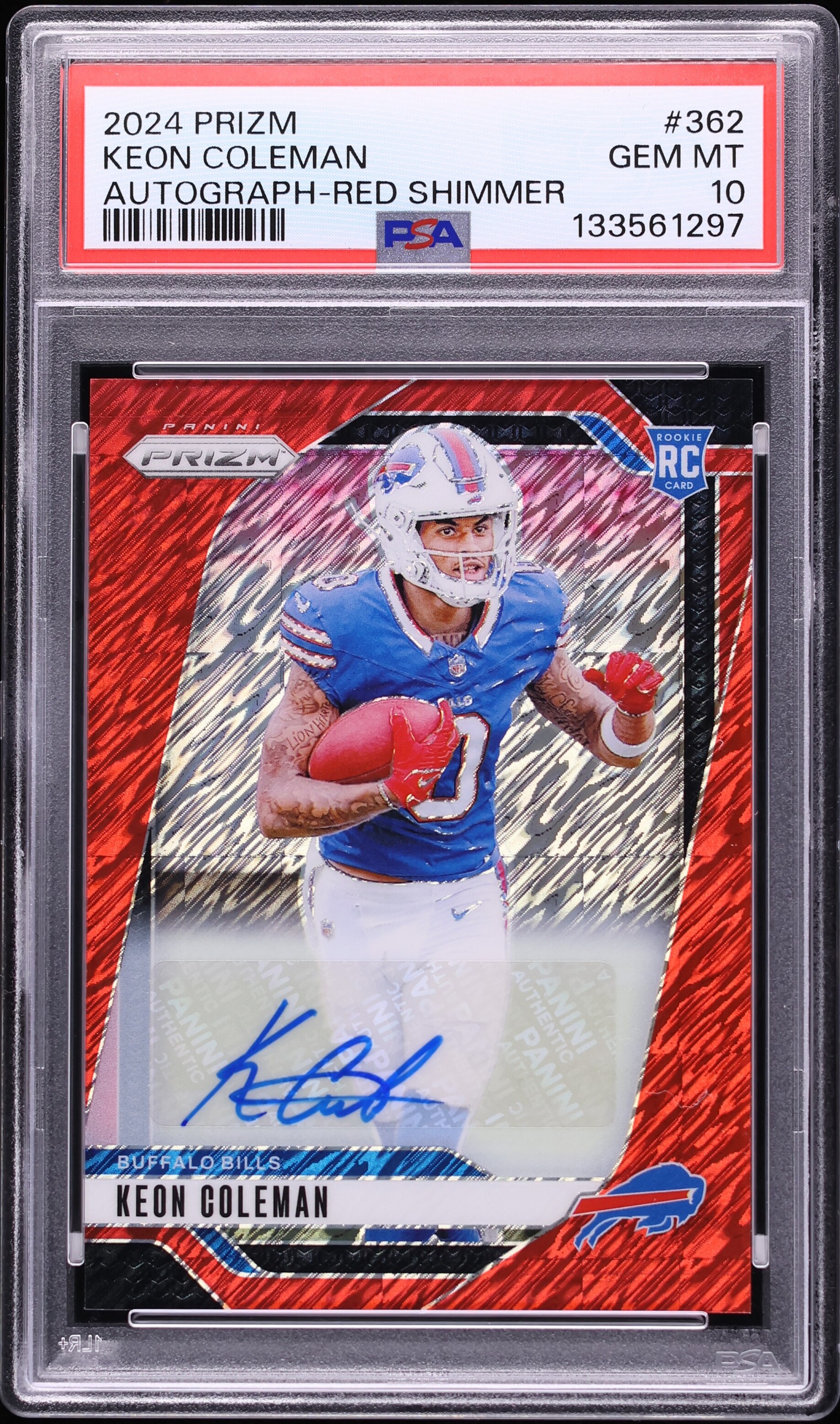 2024 Panini Prizm Red Shimmer Keon Coleman ROOKIE AUTO /35 #362