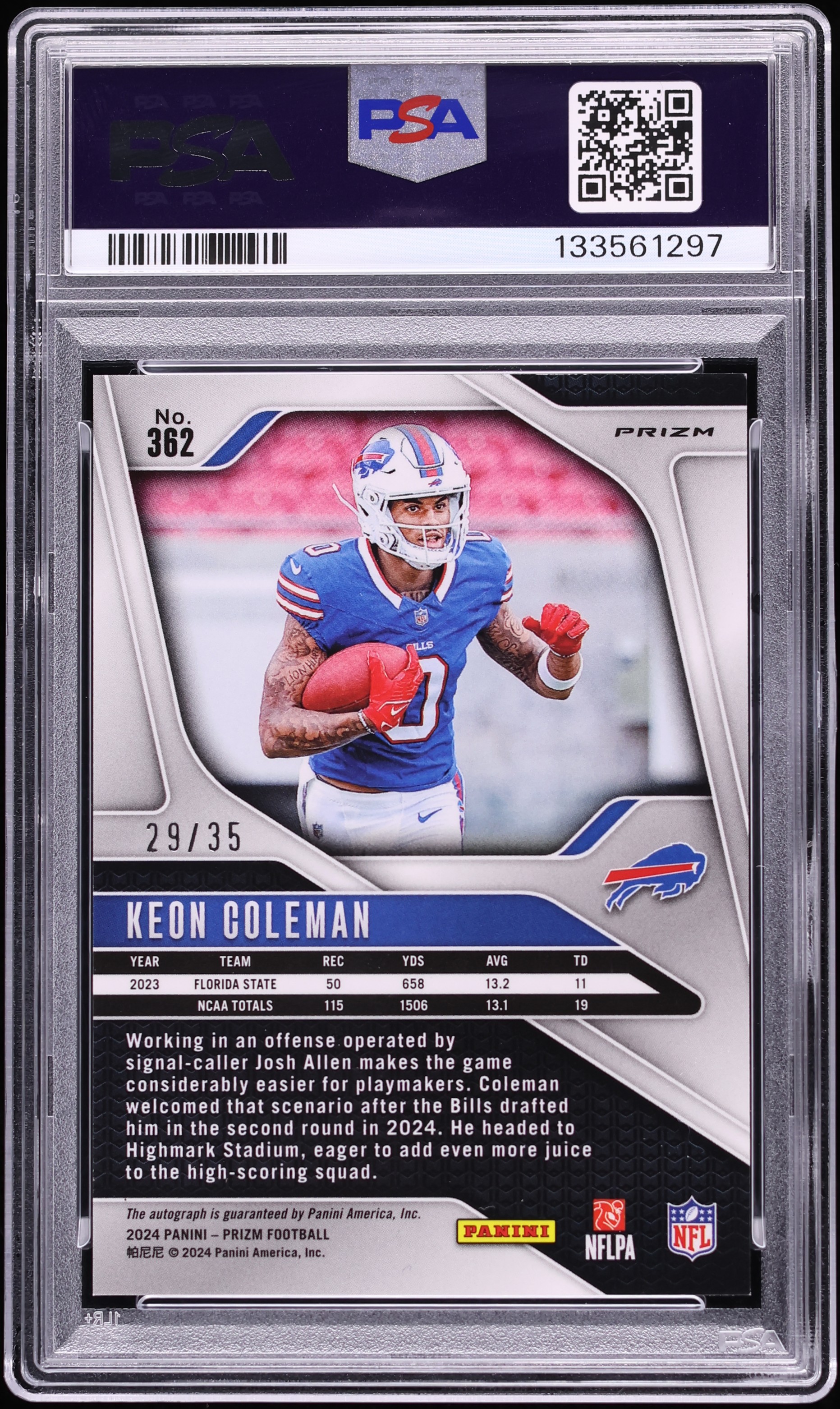 2024 Panini Prizm Red Shimmer Keon Coleman ROOKIE AUTO /35 #362