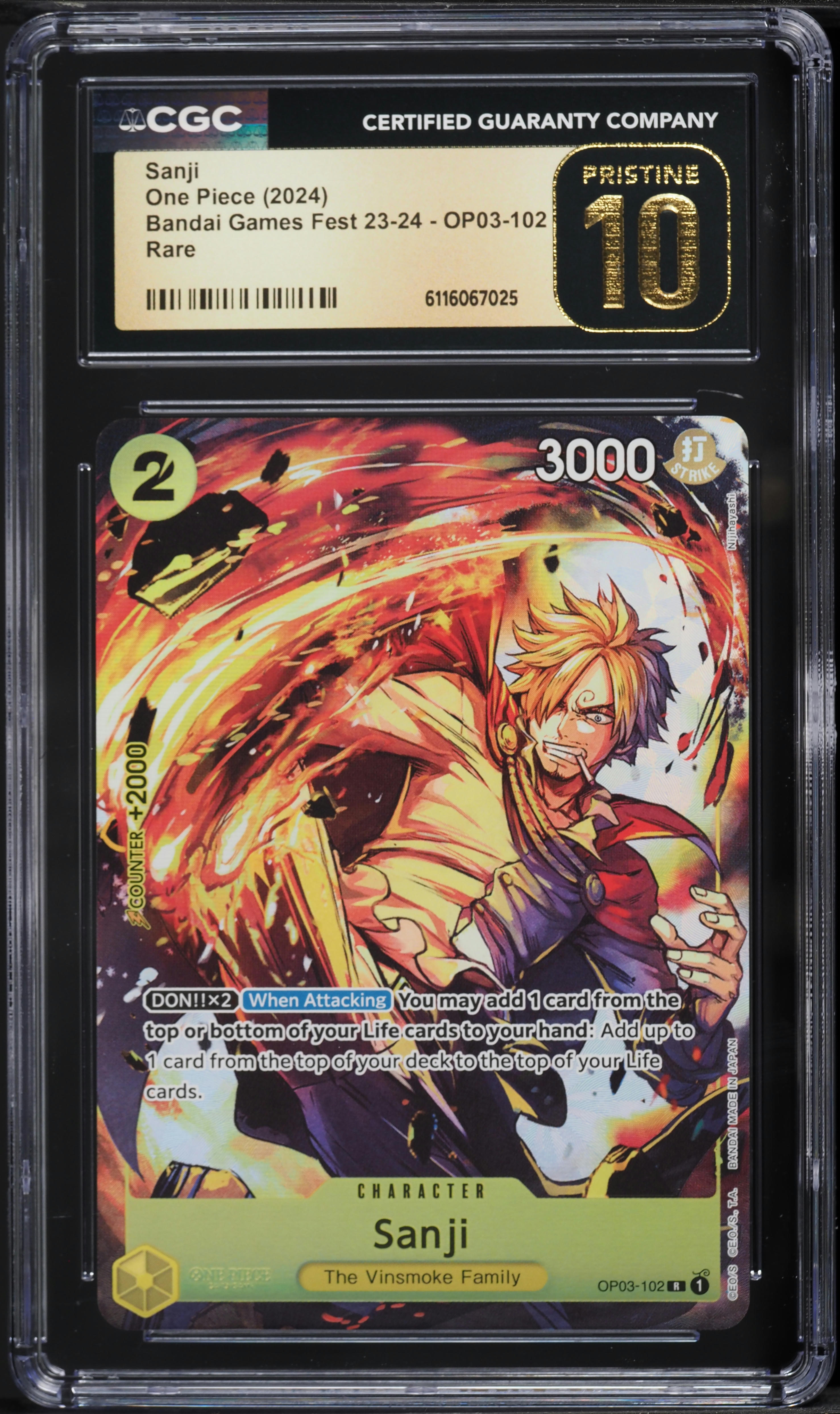 2024 ONE PIECE OP10 JP サンジ 003 2024 One Piece Bandai Games Fest '23 Sanji #OP03-102 CGC 10